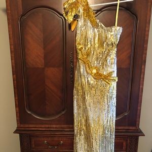 Floor length gold formal dress